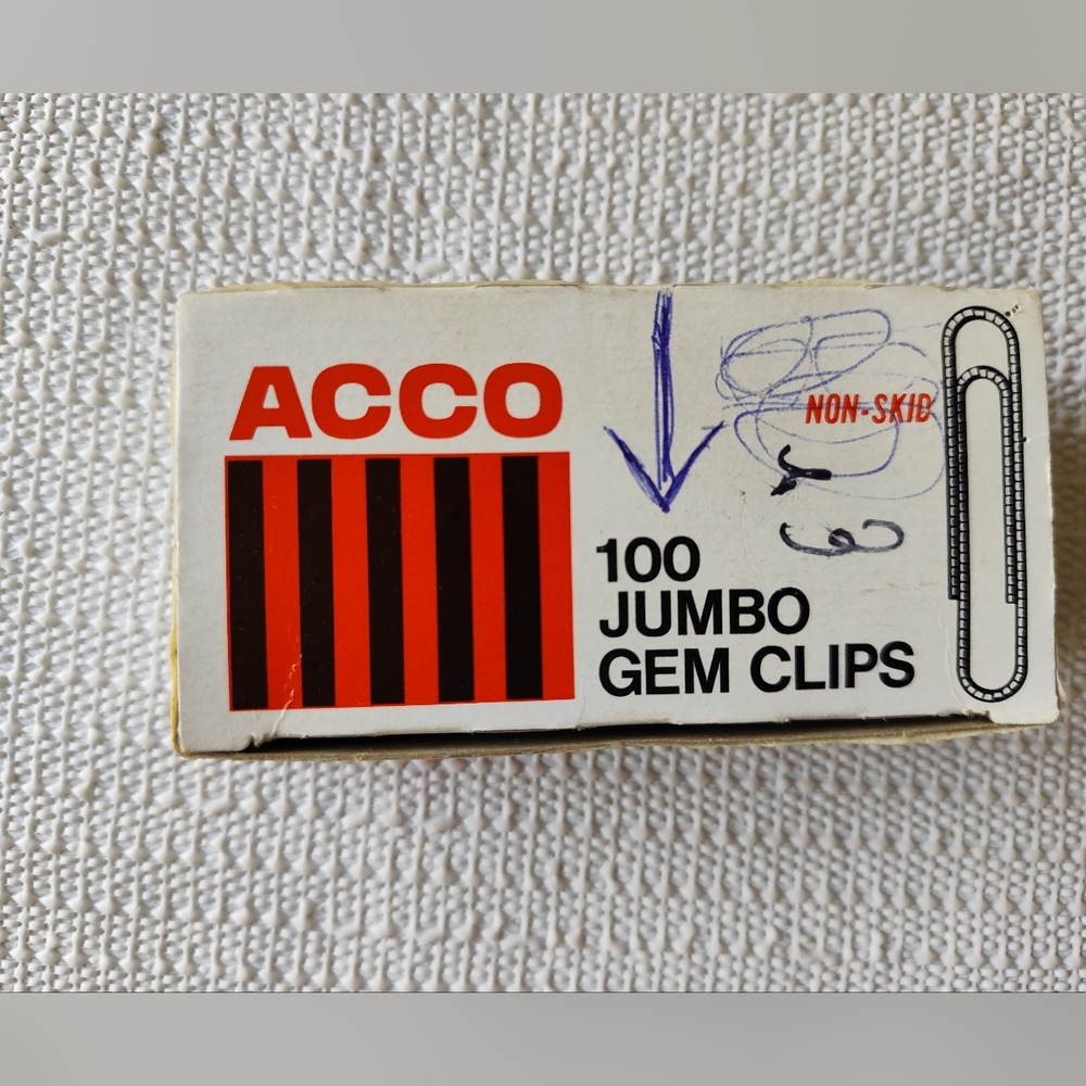 3/$20💗Vintage Acco #100 1" Paper Clips Box Advertising Design